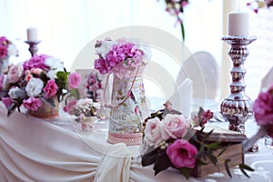 Wedding table beautifully decorated with flowers