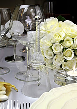 Wedding table bell close up.