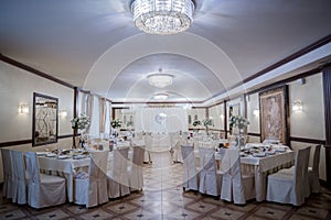 Wedding table with decor in a restaurant