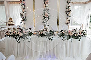 Wedding table with decor in the restaurant