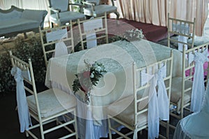 Wedding table decoration where the Islamic marriage ceremony called akad nikah