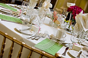 Wedding table with green menu