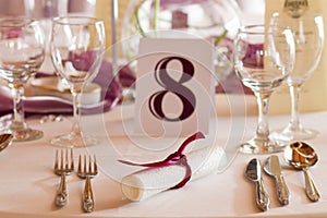 Wedding table with number eight