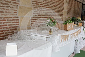 Wedding table ready for cocktail ceremonies refreshments in marriage day