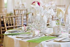 Wedding table set for fine dining