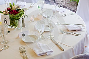 Wedding table set for fine dining