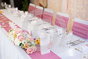 wedding table set with flower decoration