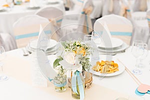 wedding table set with flower decoration