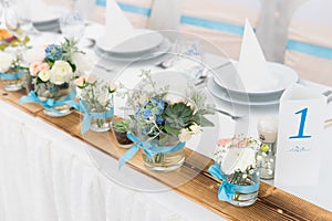 wedding table set with flower decoration