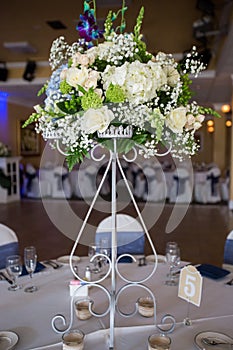 Wedding table set with flowers