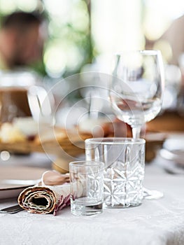 wedding table setting at a banquet