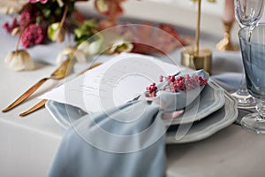 Wedding Table Setting With Floral Arrangement