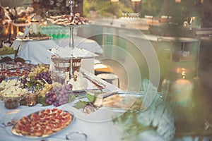 Wedding table setting in rustic style.