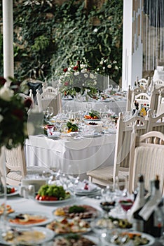 Wedding table setting in rustic style.