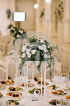 Wedding table setting in rustic style.