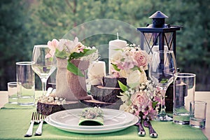 Wedding table setting photo