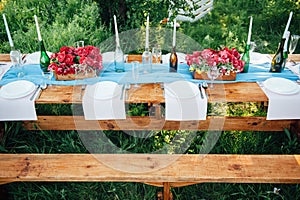 Wedding table setting in rustic style