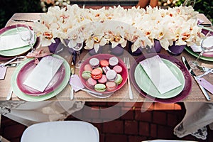 Wedding table setting in rustic style