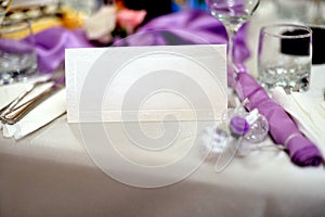 Wedding table with wedding invitation