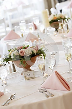 Wedding tables set for fine dining