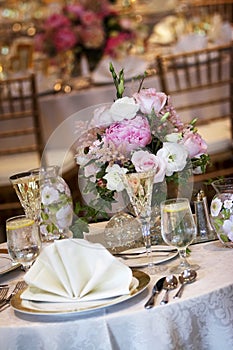 Wedding tables set for fine dining