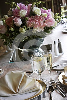 Wedding tables set for fine dining