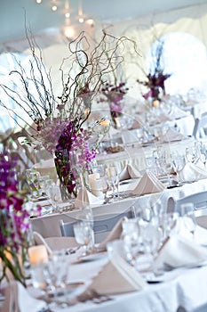 Wedding tables set for fine dining