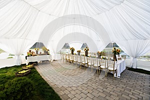 Wedding tent inside