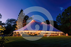 Wedding tent at night