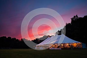 Wedding tent at night