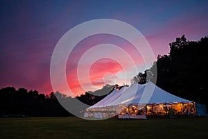 Wedding tent at night photo