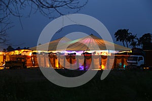 wedding tent night surrounded
