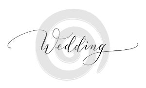 Wedding text, hand written custom calligraphy isolated on white.