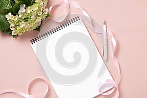 Wedding to do list with flowers. Mockup planner flat lay.