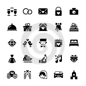 Wedding vector icon set in flat style