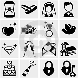 Wedding vector icon set on gray