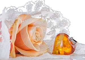 Wedding veil and amber heart