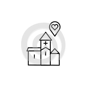 wedding venue, church line icon. Elements of valentines day illustration icons. Signs, symbols can be used for web, logo, mobile