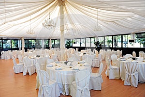 Wedding venue under a marquee photo