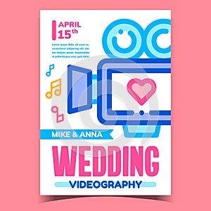 Wedding Videography Advertising Poster Vector Flat Illustration