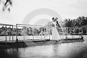 Wedding walk on the bridge