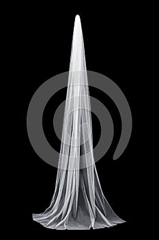 Wedding white Bridal veil isolated on black background photo