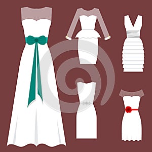 Wedding white bride vector dress elegance fashion style celebration bridal shower weddind-day composition illustration