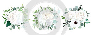 Wedding white flowers vector design bouquets