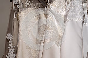 Wedding woman dress fabric detail