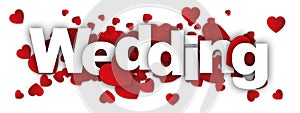 Wedding word and red heart