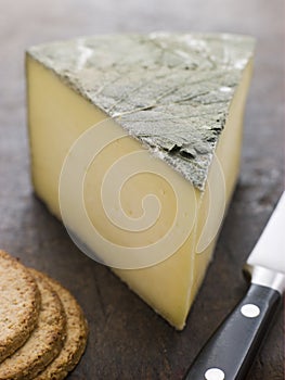 Wedge of Cornish Yarg Cheese with Oatmeal Biscuits