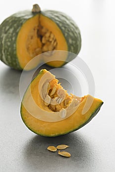 Wedge of a fresh Kabocha winter squash