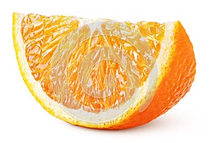 Wedge of orange citrus fruit isolated on white