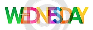 WEDNESDAY colorful overlapping letters banner